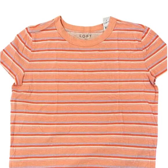 NWT LOFT Peach Breeze Striped Surf Cotton Crewneck Tee - Picture 3 of 11